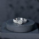 4 CT Moissanite Solitaire Engagement Ring Set With Eternity Band D-VS1 - Rosec Jewels