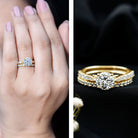 4 CT Moissanite Solitaire Engagement Ring Set With Eternity Band D-VS1 - Rosec Jewels