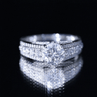 Round Brilliant Cut Moissanite Side Stone Engagement Ring D-VS1 - Rosec Jewels