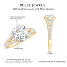 Round Shape Moissanite Solitaire Engagement Ring in Split Shank D-VS1 - Rosec Jewels