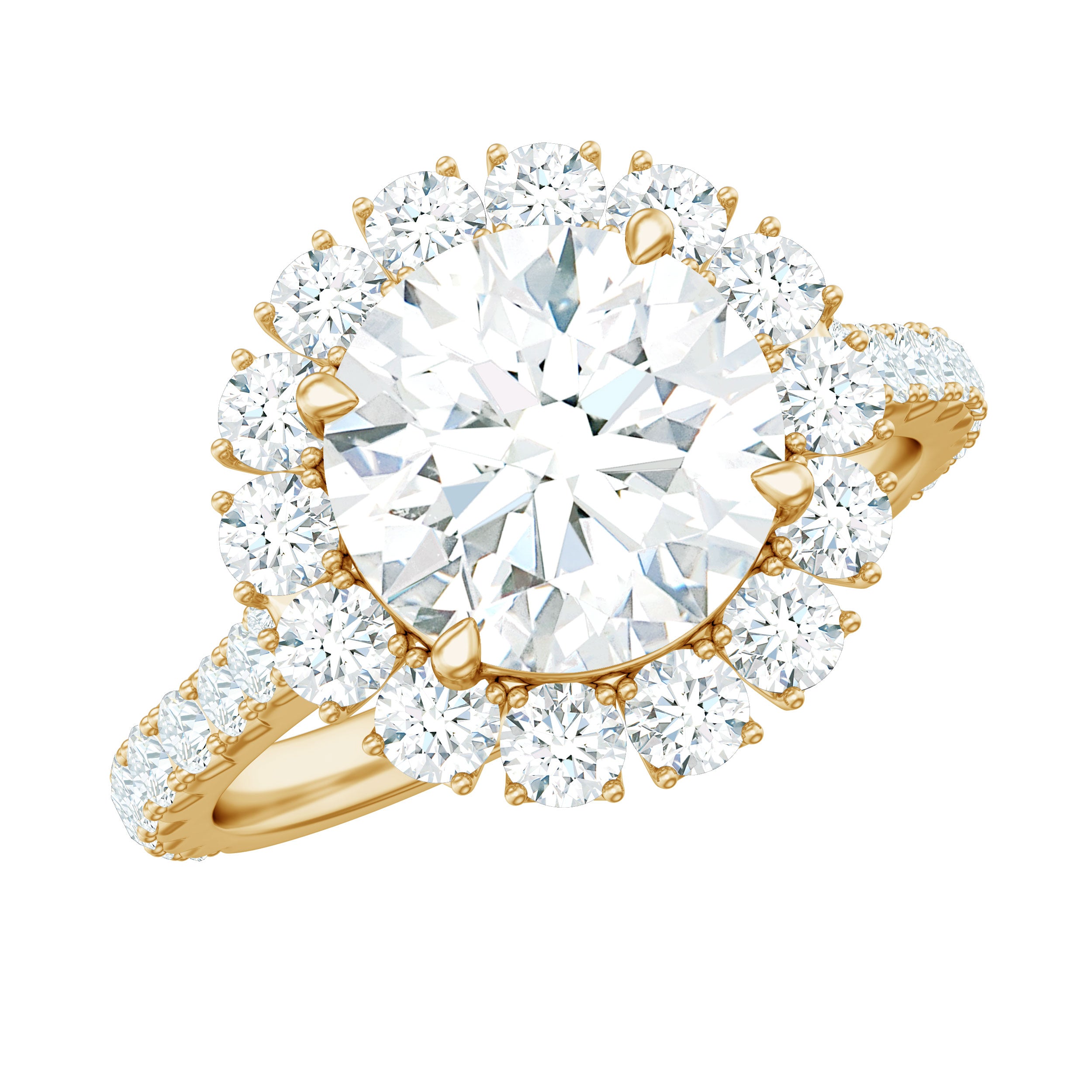 Certified Brilliant Cut Moissanite Halo Engagement Ring D-VS1 - Rosec Jewels