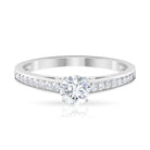 Cubic Zirconia Engagement Ring with Side Stones Zircon - ( AAAA ) - Quality - Rosec Jewels