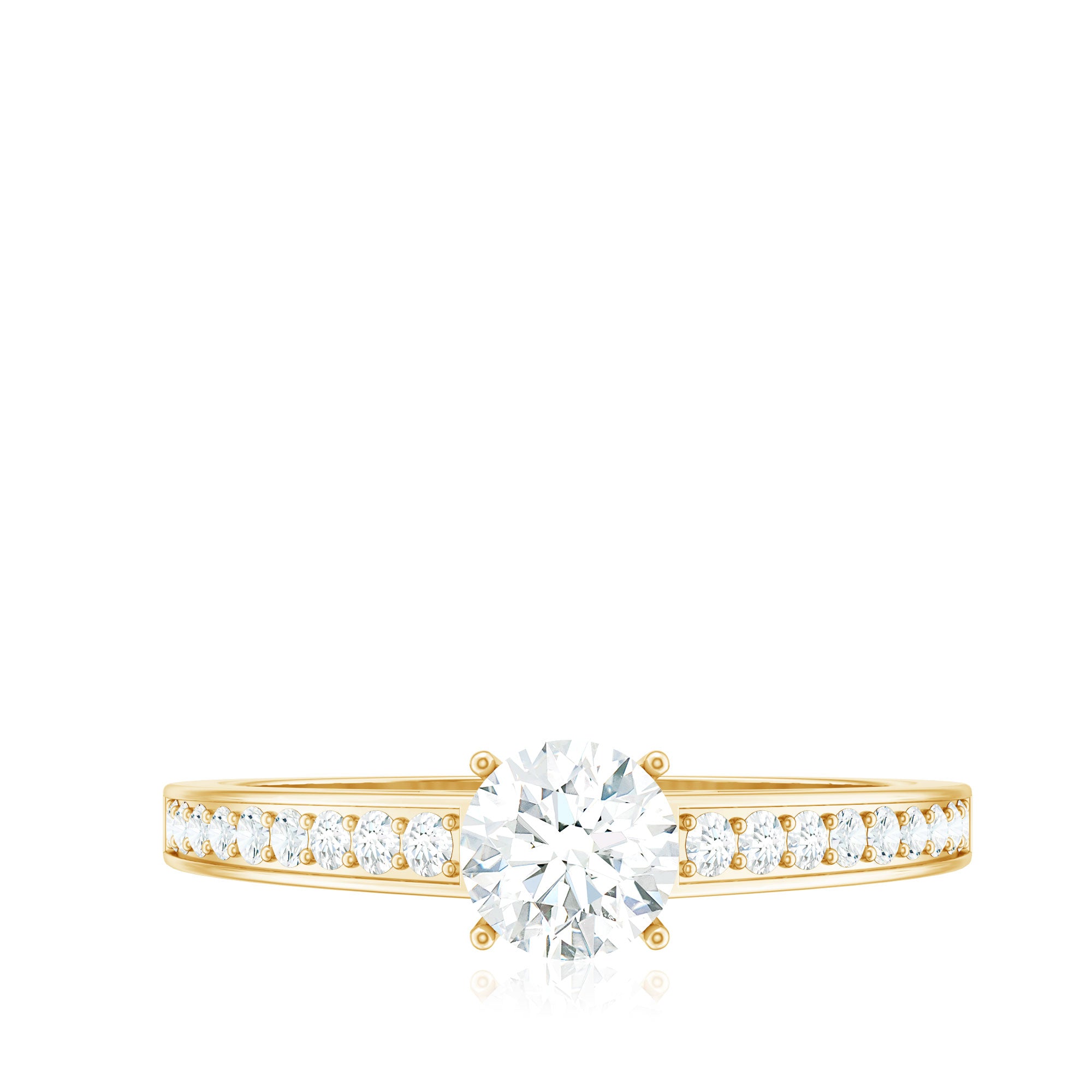 Cubic Zirconia Engagement Ring with Side Stones AAAA - Rosec Jewels