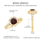Vintage Looking 8mm Garnet Cushion Cut Engagement Ring with Diamond AAA - Rosec Jewels