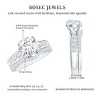Certified 2 Carat Round Moissanite Engagement Ring with Wedding Band D-VS1 - Rosec Jewels