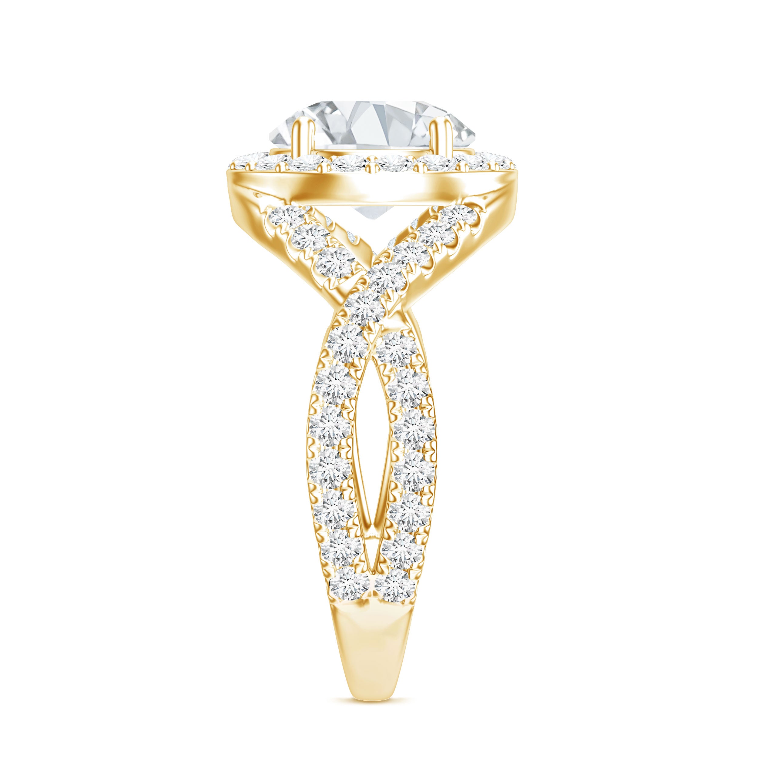 Round Moissanite Crossover Engagement Ring for Women D-VS1 - Rosec Jewels