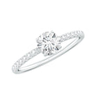 Round Shape Moissanite Solitaire Promise Ring with Side Stones D-VS1 - Rosec Jewels