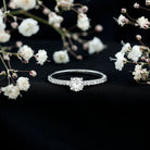 Round Shape Moissanite Solitaire Promise Ring with Side Stones D-VS1 - Rosec Jewels