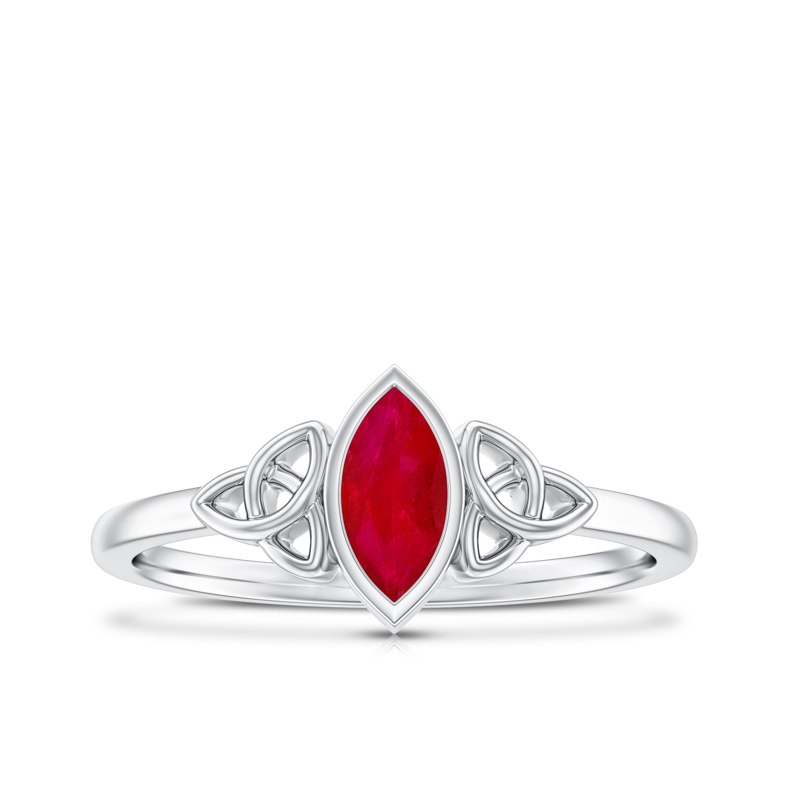 Natural Marquise Ruby Promise Ring with Celtic Knot AAA - Rosec Jewels