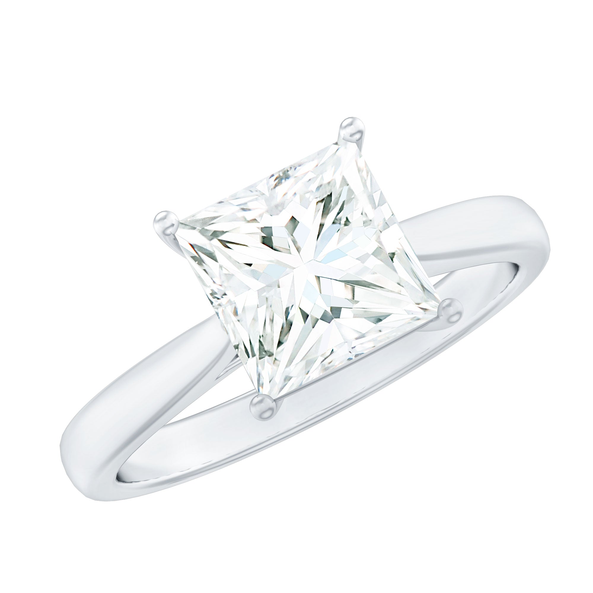 Princess Cut 3 Carat Moissanite Solitaire Engagement Ring