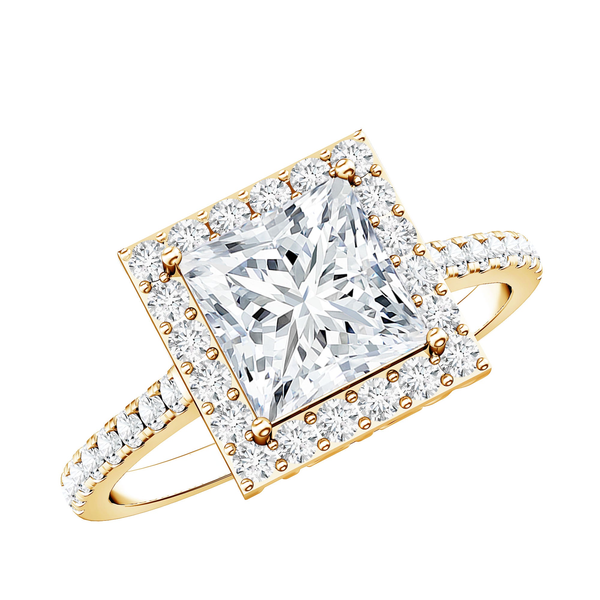 3 CT Princess Cut Moissanite Halo Engagement Ring D-VS1 - Rosec Jewels