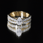 Pear Shaped Moissanite Engagement Ring with Wedding Band D-VS1 - Rosec Jewels