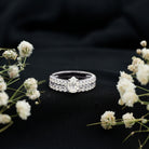 Pear Shaped Moissanite Engagement Ring with Wedding Band D-VS1 - Rosec Jewels