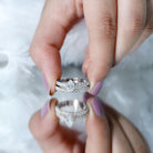 Pear Shaped Moissanite Engagement Ring with Wedding Band D-VS1 - Rosec Jewels