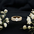 Pear Shaped Moissanite Engagement Ring with Wedding Band D-VS1 - Rosec Jewels