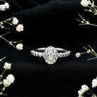 Bezel Set Moissanite Oval Engagement Ring with Side Stones D-VS1 - Rosec Jewels