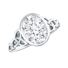 Solitaire Moissanite Celtic Engagement Ring in Bezel Setting D-VS1 - Rosec Jewels