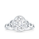 Solitaire Moissanite Celtic Engagement Ring in Bezel Setting D-VS1 - Rosec Jewels