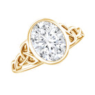 Solitaire Moissanite Celtic Engagement Ring in Bezel Setting D-VS1 - Rosec Jewels