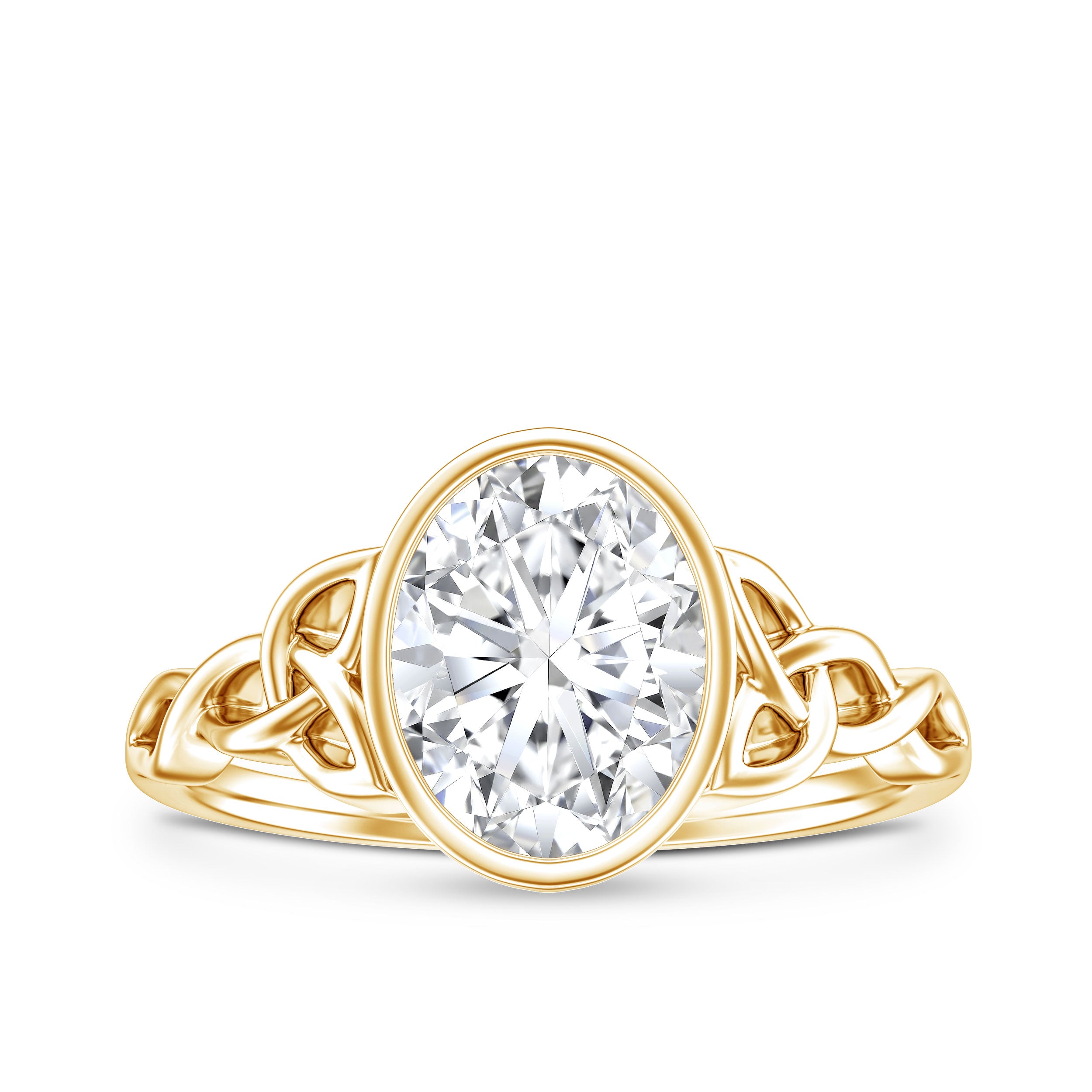 Solitaire Moissanite Celtic Engagement Ring in Bezel Setting D-VS1 - Rosec Jewels
