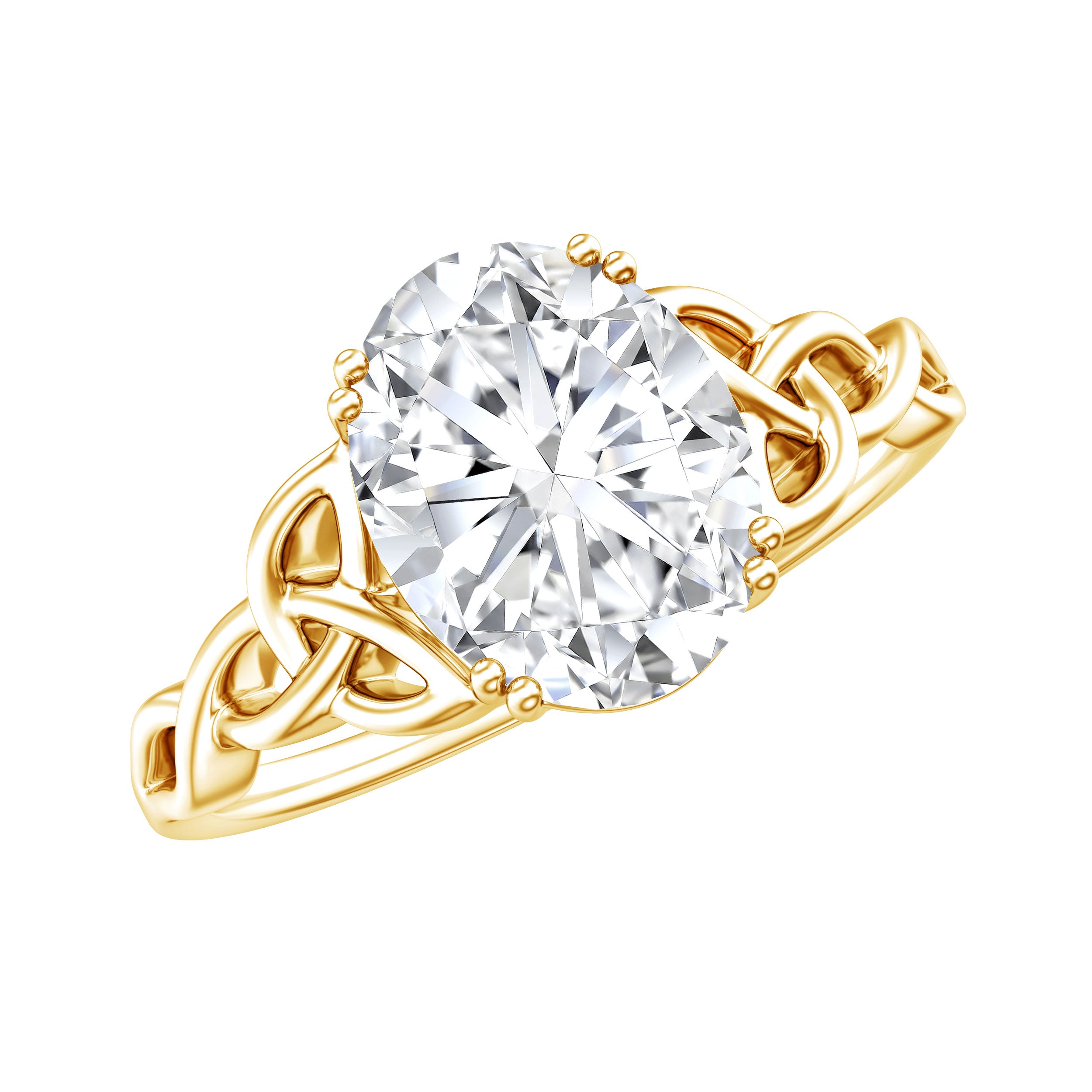 Rosec Jewels-Oval Moissanite Engagement Ring with Celtic Band