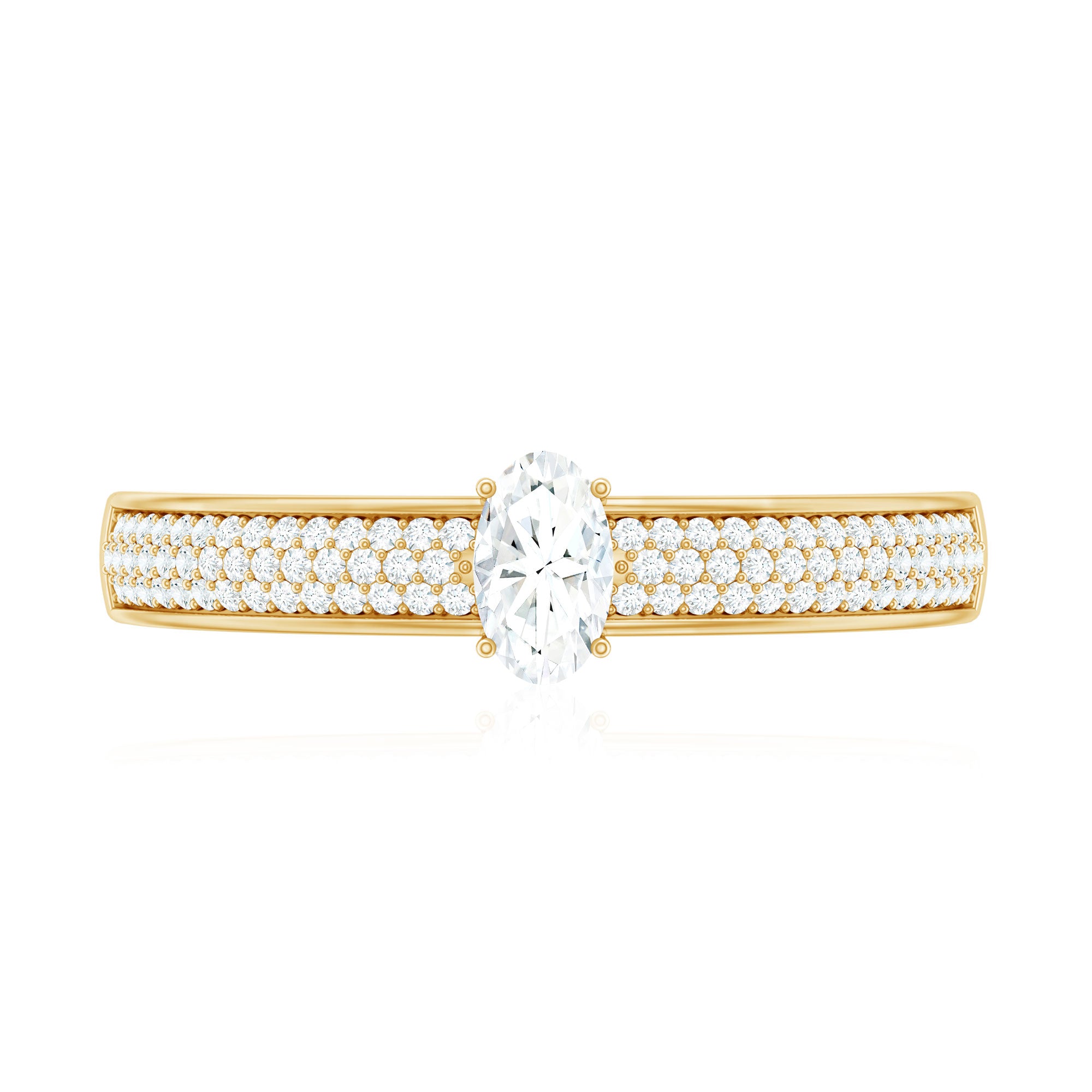 Oval Cut Diamond Classic Engagement Ring Natural - ( HI-SI ) - Rosec Jewels