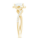 Rosec Jewels-Heart Shape Moissanite Halo Engagement Ring with Criss Cross Band