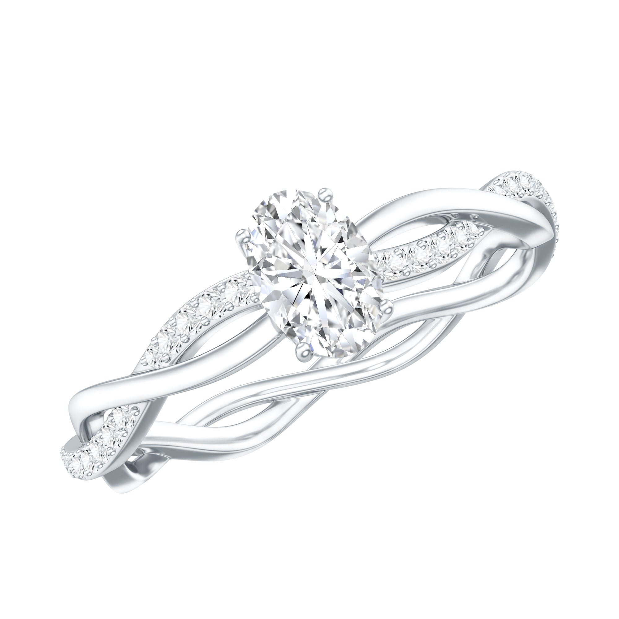 Oval Cut Moissanite Braided Engagement Ring D-VS1 - Rosec Jewels