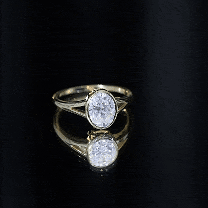 Certified 7X9 MM Oval Moissanite Solitaire Engagement Ring D-VS1 - Rosec Jewels