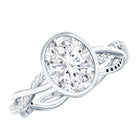 Brilliant Cut Moissanite Bezel Set Engagement Ring in Braided Shank D-VS1 - Rosec Jewels