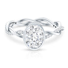 Brilliant Cut Moissanite Bezel Set Engagement Ring in Braided Shank D-VS1 - Rosec Jewels