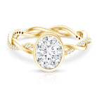 Brilliant Cut Moissanite Bezel Set Engagement Ring in Braided Shank D-VS1 - Rosec Jewels