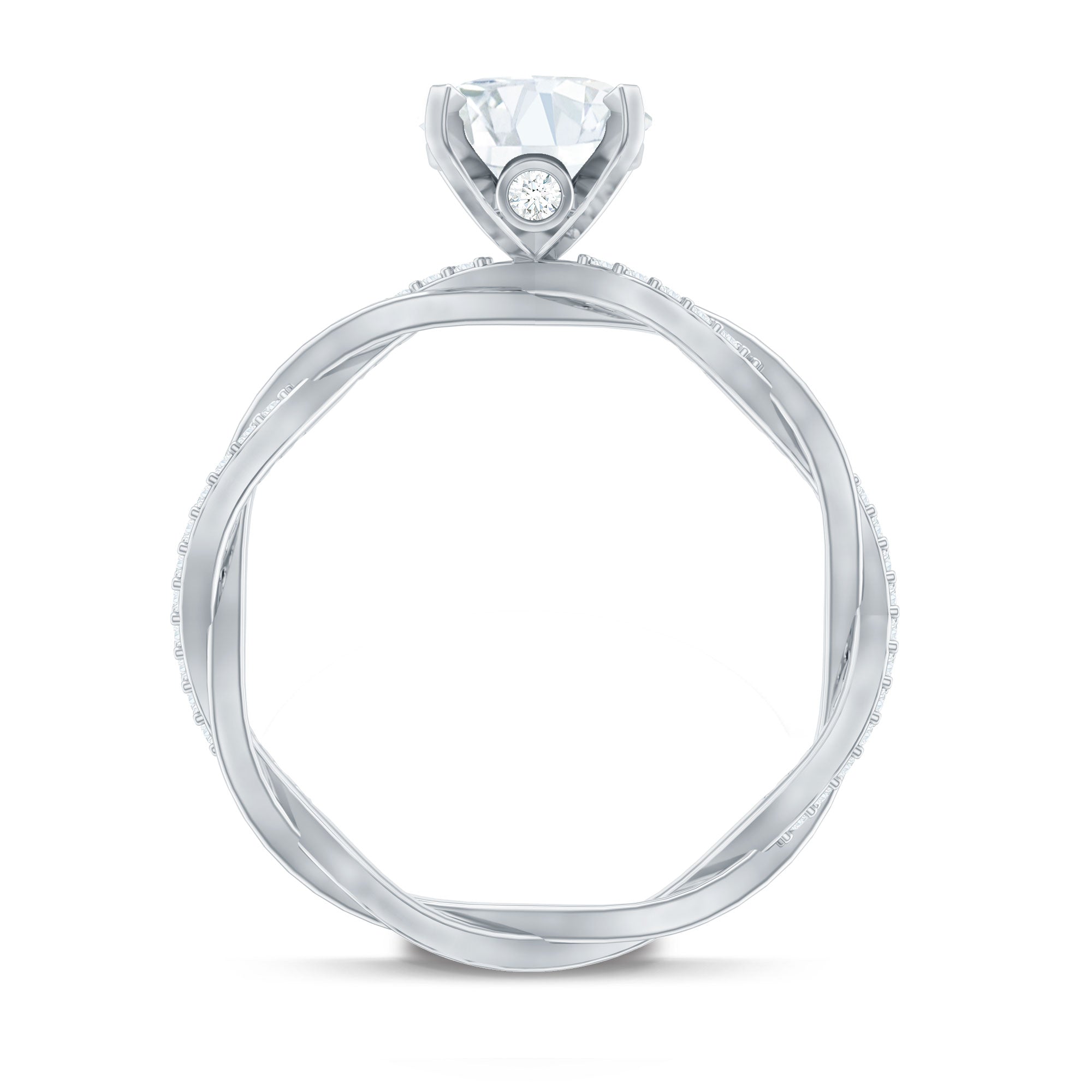 Rosec Jewels-Oval Shape Moissanite Solitaire Engagement Ring in Braided Shank