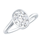 Rosec Jewels-Solitaire 7X9 MM Moissanite Oval Engagement Ring with Bypass Shank