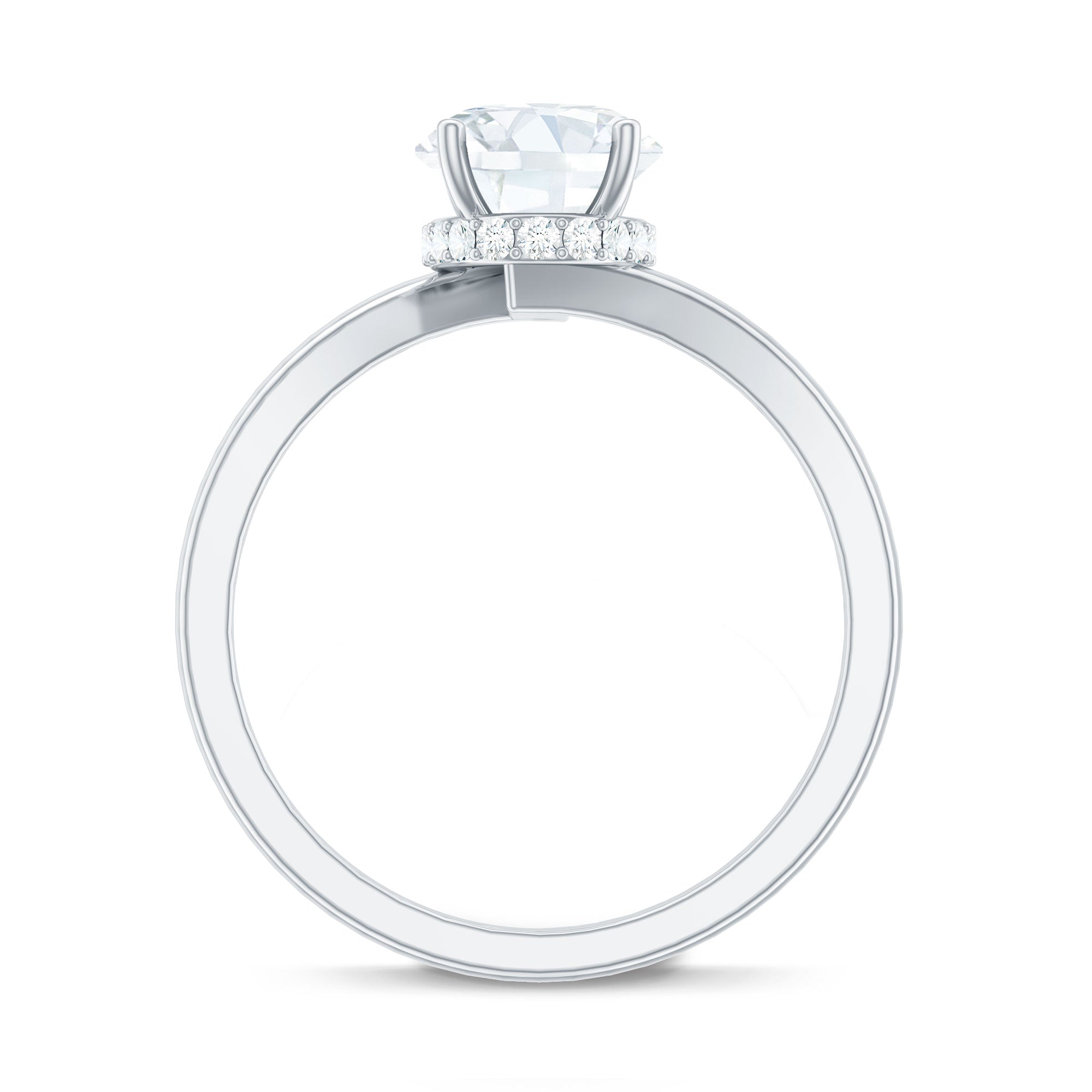 Rosec Jewels-Oval Cut Solitaire Moissanite Bypass Engagement Ring