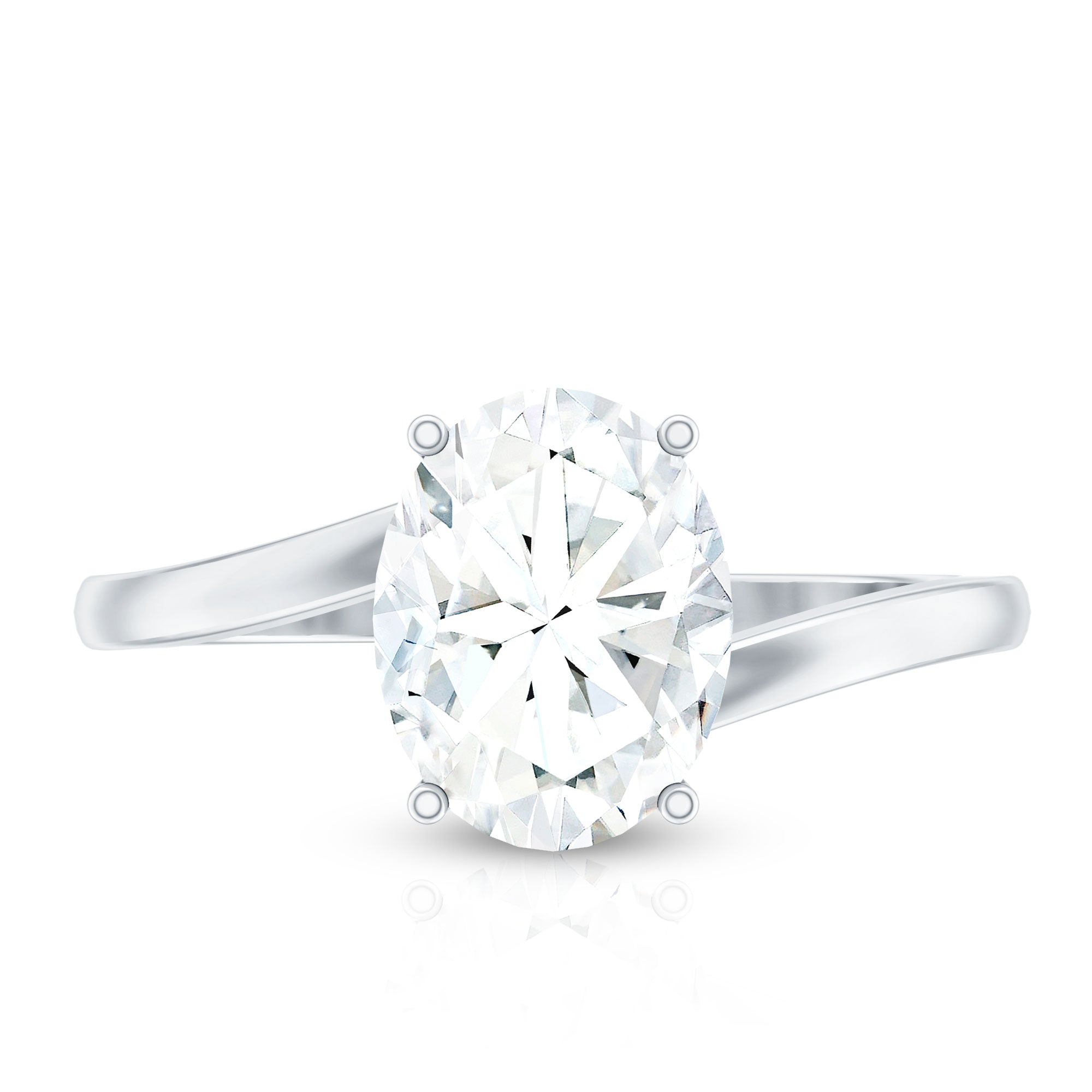 Rosec Jewels-Oval Cut Solitaire Moissanite Bypass Engagement Ring