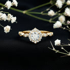 Antique Style Moissanite Halo Engagement Ring D-VS1 - Rosec Jewels