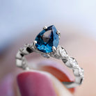 Pear Shaped London Blue Topaz and Diamond Engagement Ring For Women AAA - Rosec Jewels