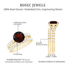 Natural Garnet Diamond Wedding Bridal Ring Set of 2 AAA - Rosec Jewels
