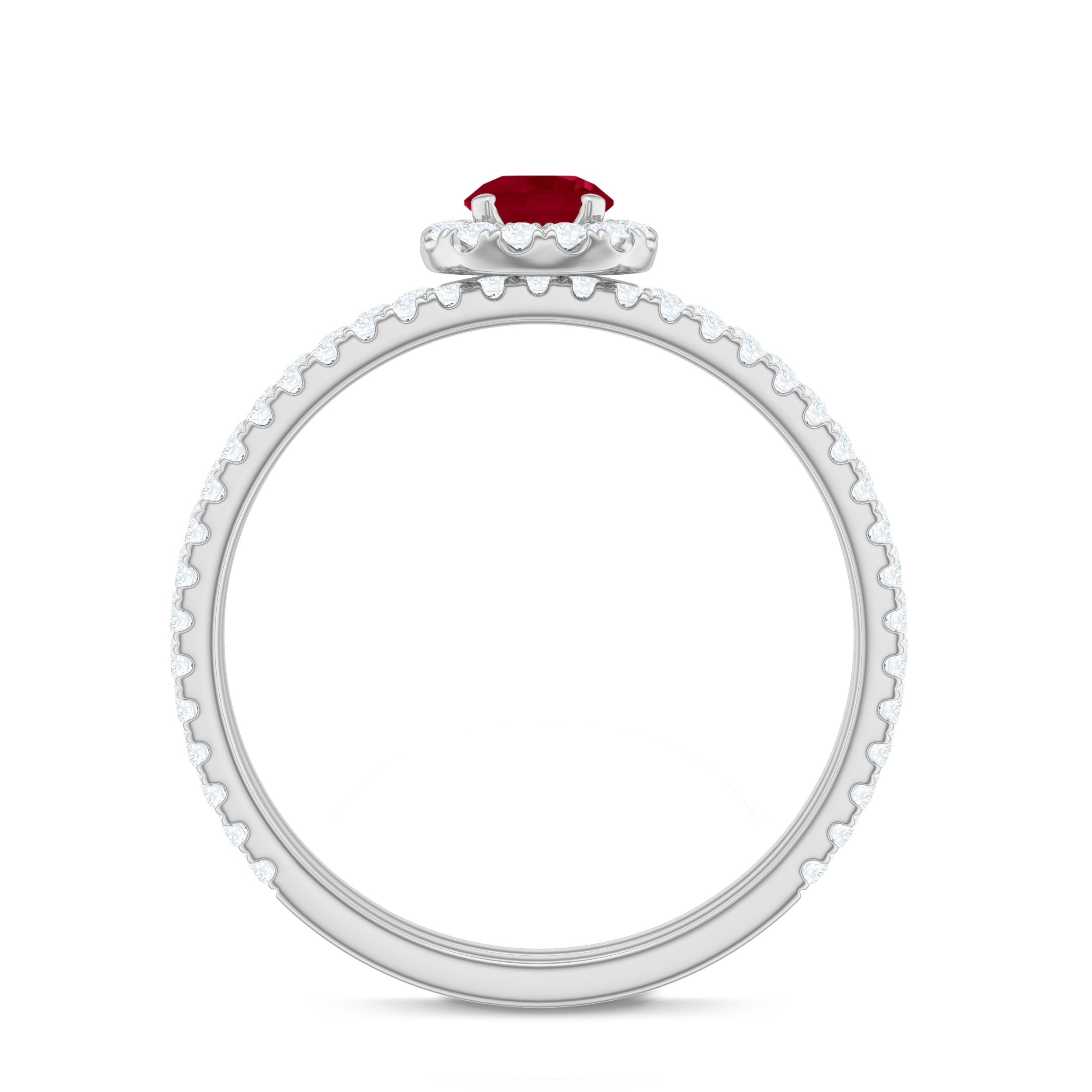 Natural Ruby Wedding Engagement Ring Set with Diamond AAA - Rosec Jewels