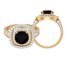 Created Black Diamond Double Halo Engagement Ring with Moissanite Lab Created Black Diamond - ( AAAA ) - Quality - Rosec Jewels