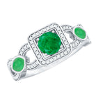Natural Emerald Diamond Vintage Looking Engagement Ring AAA - Rosec Jewels