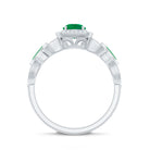 Natural Emerald Diamond Vintage Looking Engagement Ring AAA - Rosec Jewels