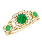 Natural Emerald Diamond Vintage Looking Engagement Ring AAA - Rosec Jewels