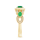 Natural Emerald Diamond Vintage Looking Engagement Ring AAA - Rosec Jewels