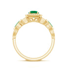 Natural Emerald Diamond Vintage Looking Engagement Ring AAA - Rosec Jewels