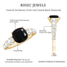 Certified 2.8 Carat Lab Grown Black Diamond Cushion Cut Engagement Ring with Side Stones AAAA ( Synthetic ) - Rosec Jewels
