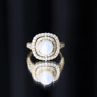 Cultured 3 Carat Freshwater Pearl Double Halo Engagement Ring with Moissanite AAA - Rosec Jewels