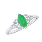 Natural Marquise Emerald Diamond Promise Ring with Celtic Knot AAA - Rosec Jewels
