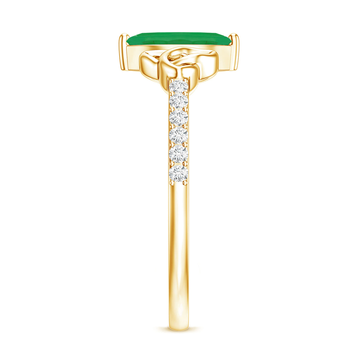 Natural Marquise Emerald Diamond Promise Ring with Celtic Knot AAA - Rosec Jewels